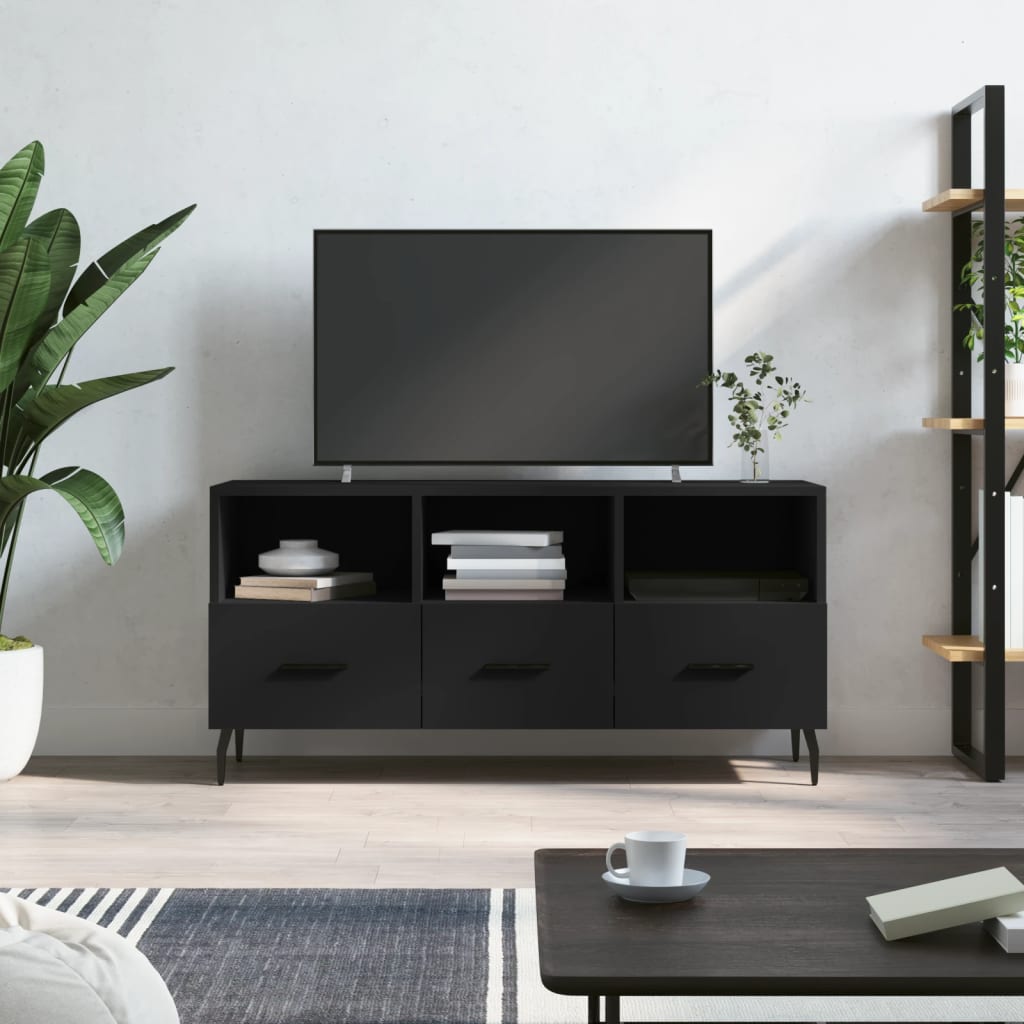 Tv-Meubel 102X36X50 Cm Bewerkt Hout Zwart Zwart - Design Meubelz