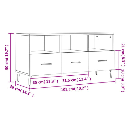 Tv-Meubel 102X36X50 Cm Bewerkt Hout Betongrijs Betongrijs - Design Meubelz