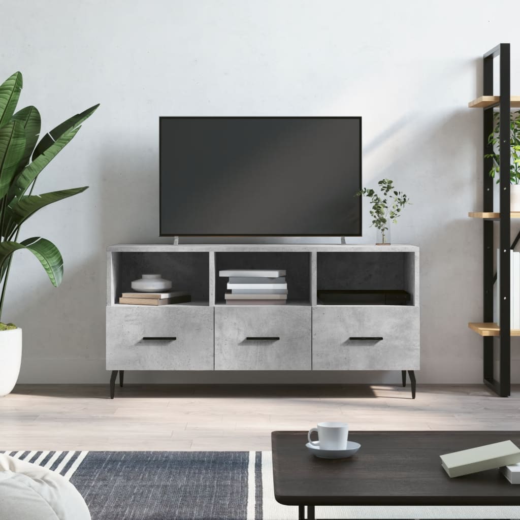 Tv-Meubel 102X36X50 Cm Bewerkt Hout Betongrijs Betongrijs - Design Meubelz