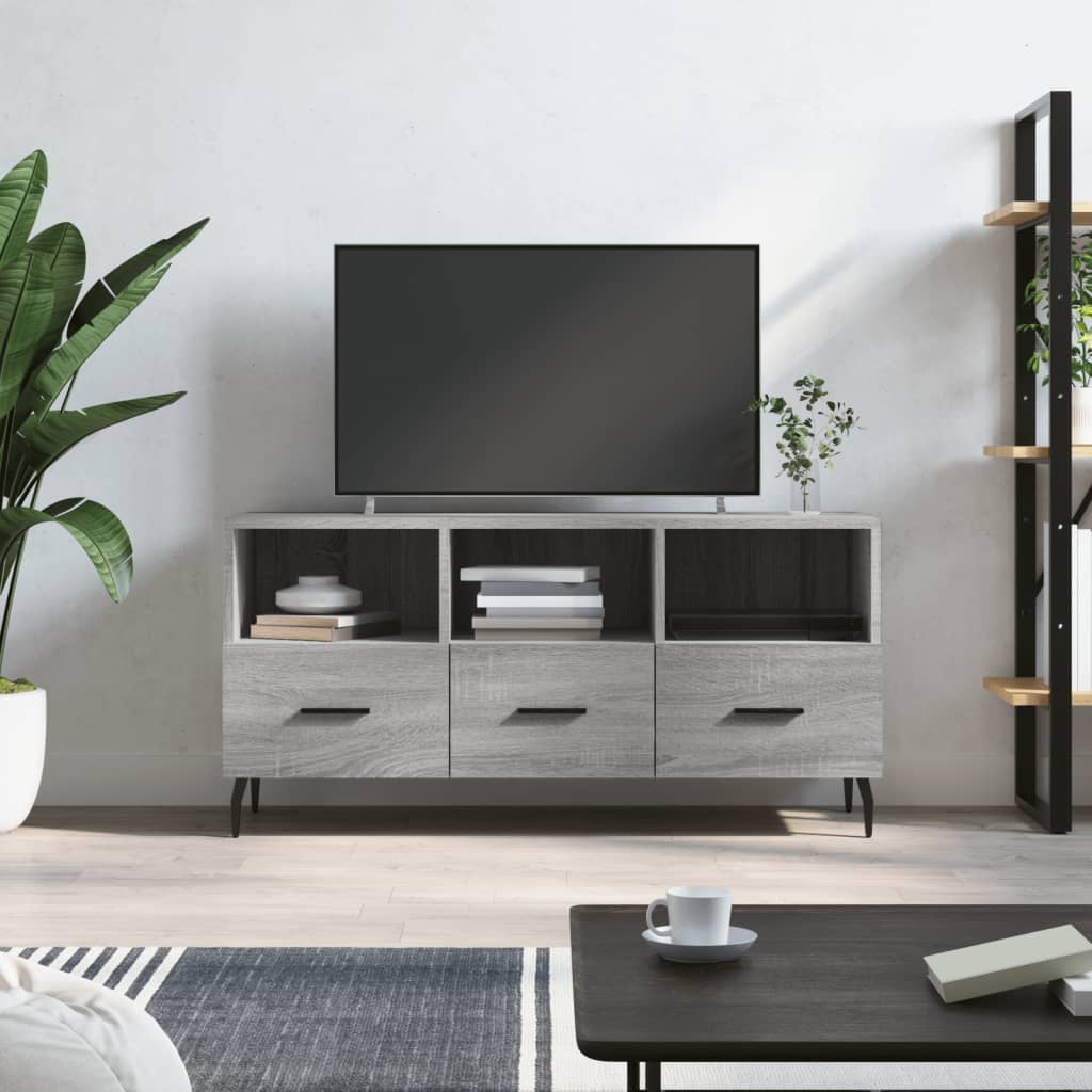 Tv-Meubel 102X36X50 Cm Bewerkt Hout Grijs Sonoma Eikenkleurig Grijs sonoma - Design Meubelz