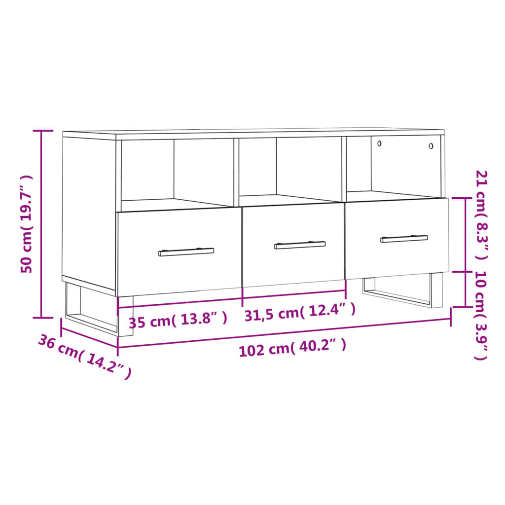 Tv-Meubel 102X36X50 Cm Bewerkt Hout Gerookt Eikenkleurig Gerookt eiken - Design Meubelz