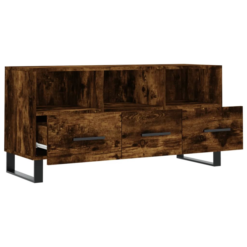 Tv-Meubel 102X36X50 Cm Bewerkt Hout Gerookt Eikenkleurig Gerookt eiken - Design Meubelz