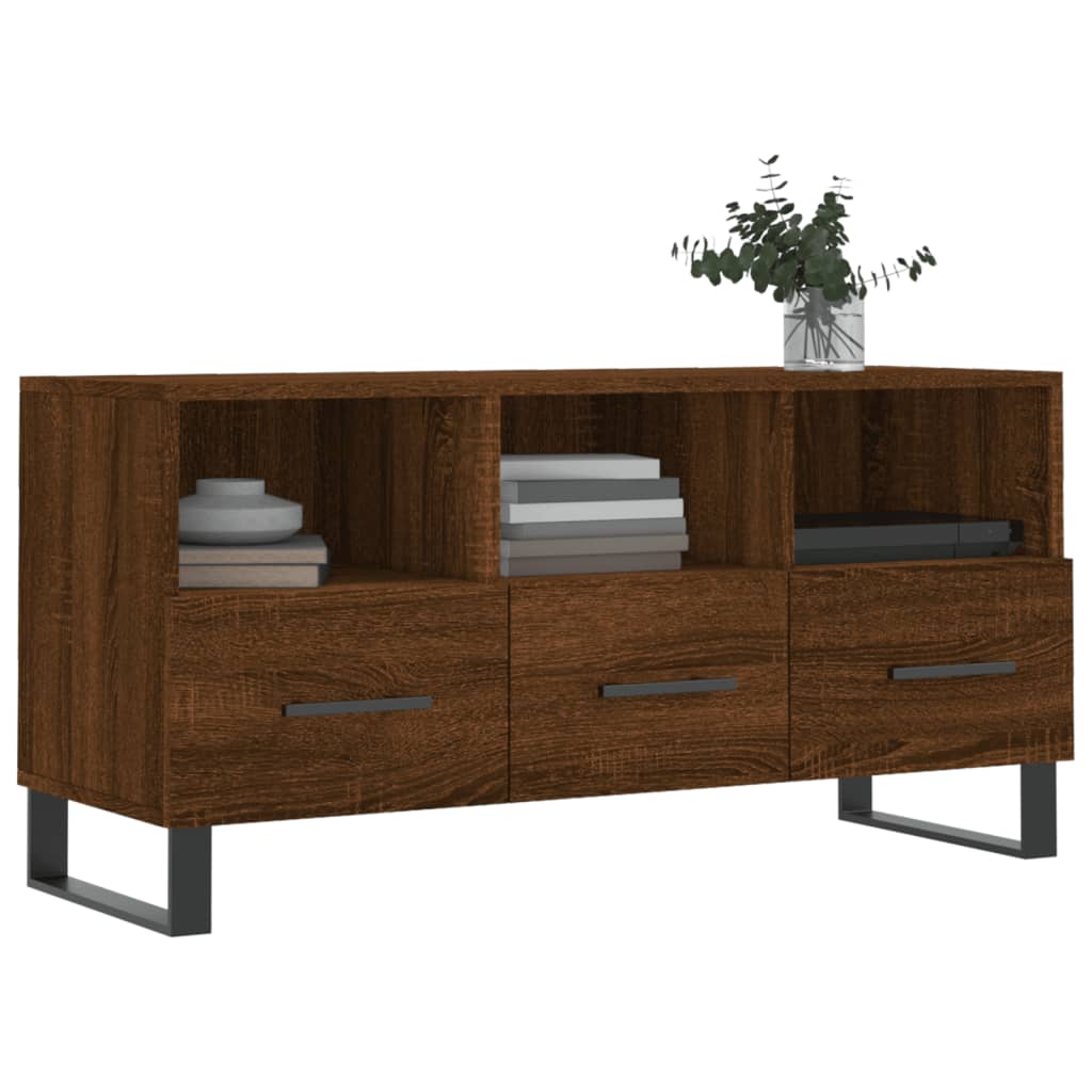 Tv-Meubel 102X36X50 Cm Bewerkt Hout Bruineikenkleurig Bruineiken - Design Meubelz