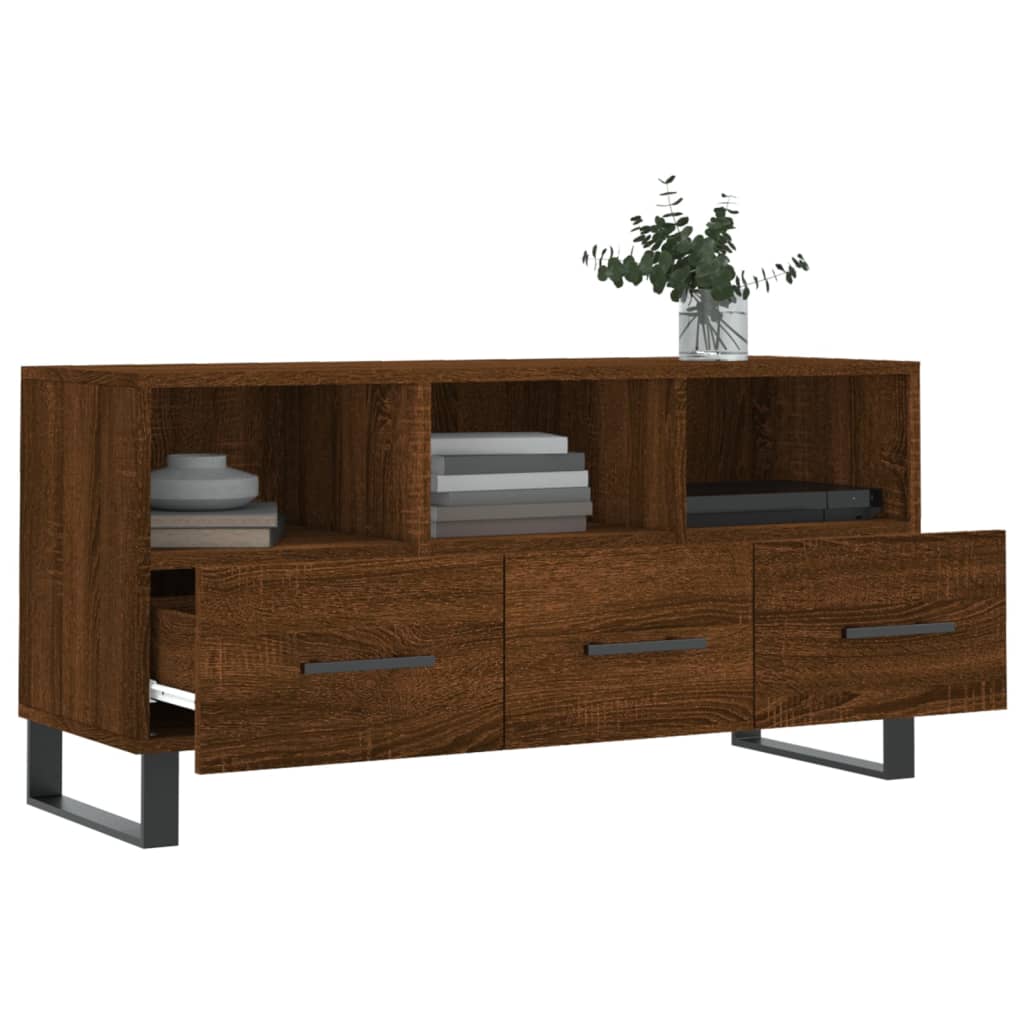 Tv-Meubel 102X36X50 Cm Bewerkt Hout Bruineikenkleurig Bruineiken - Design Meubelz