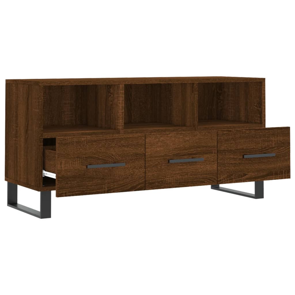 Tv-Meubel 102X36X50 Cm Bewerkt Hout Bruineikenkleurig Bruineiken - Design Meubelz