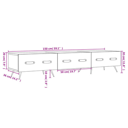 Tv-Meubel 150X36X30 Cm Bewerkt Hout Zwart Zwart - Design Meubelz