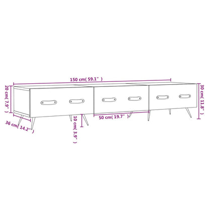 Tv-Meubel 150X36X30 Cm Bewerkt Hout Betongrijs Betongrijs - Design Meubelz