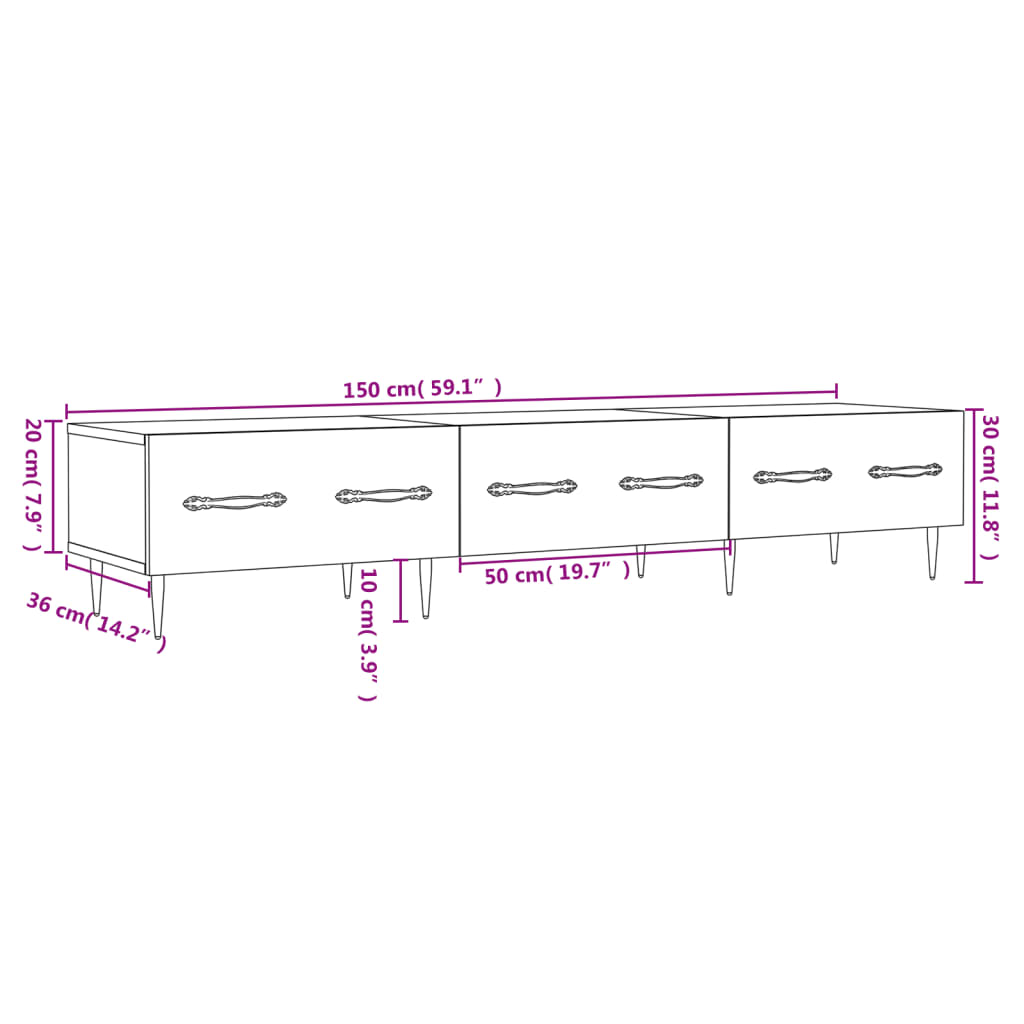 Tv-Meubel 150X36X30 Cm Bewerkt Hout Gerookt Eikenkleurig Gerookt eiken - Design Meubelz