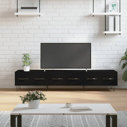 Tv-Meubel 150X36X30 Cm Bewerkt Hout Zwart Zwart - Design Meubelz