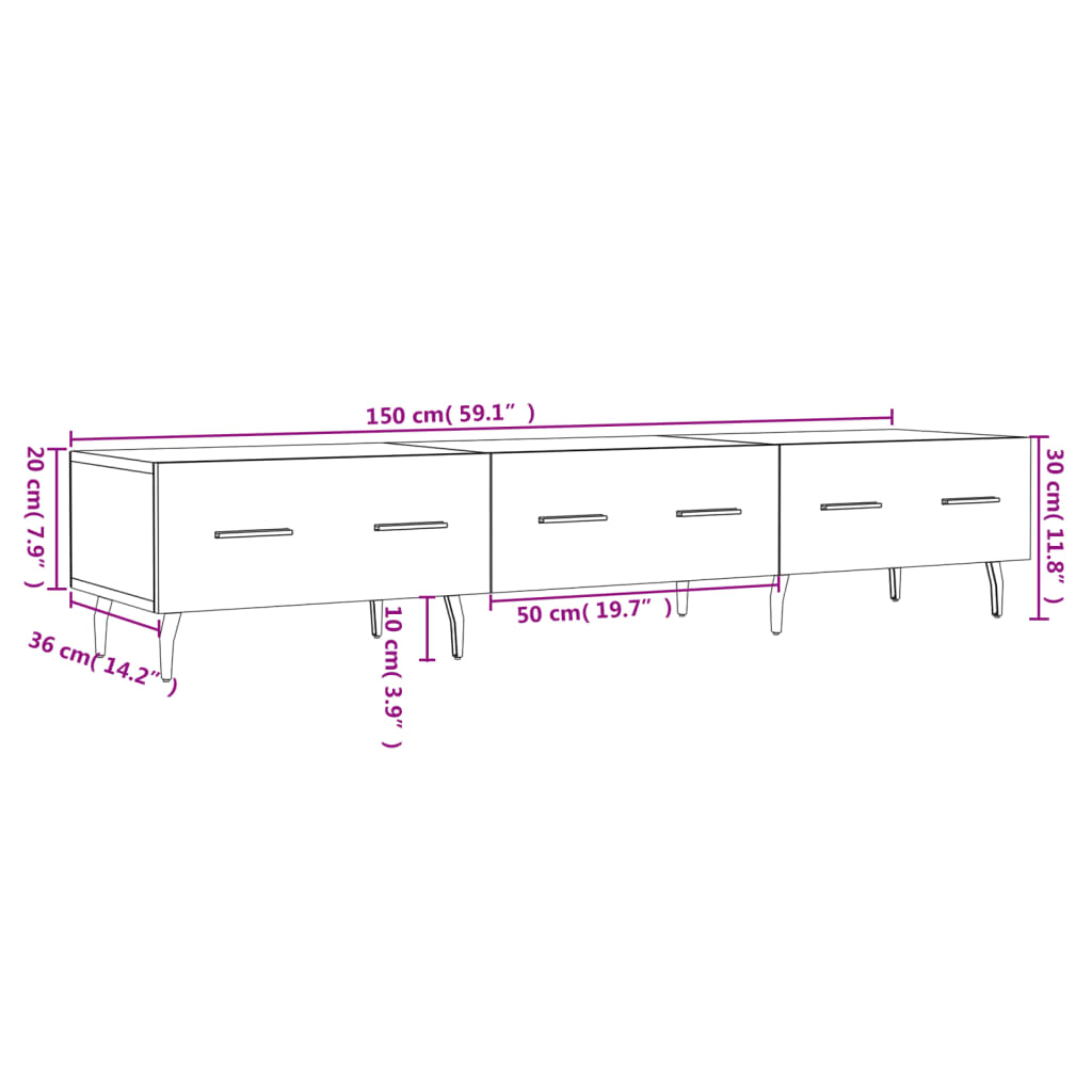 Tv-Meubel 150X36X30 Cm Bewerkt Hout Sonoma Eikenkleurig Sonoma eiken - Design Meubelz