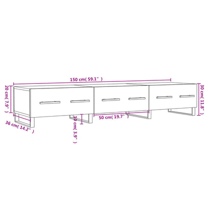 Tv-Meubel 150X36X30 Cm Bewerkt Hout Betongrijs Betongrijs - Design Meubelz