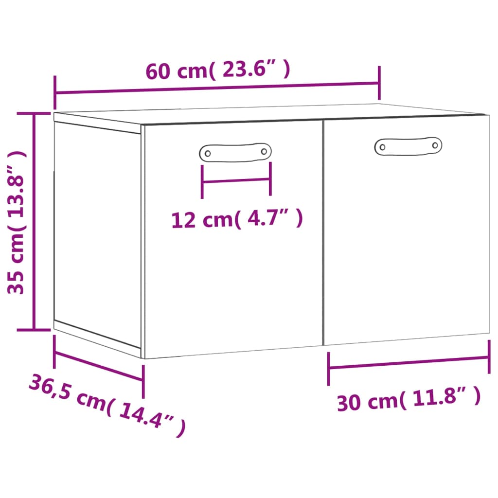 Wandkast 60X36,5X35 Cm Bewerkt Hout Gerookt Eikenkleurig - Design Meubelz