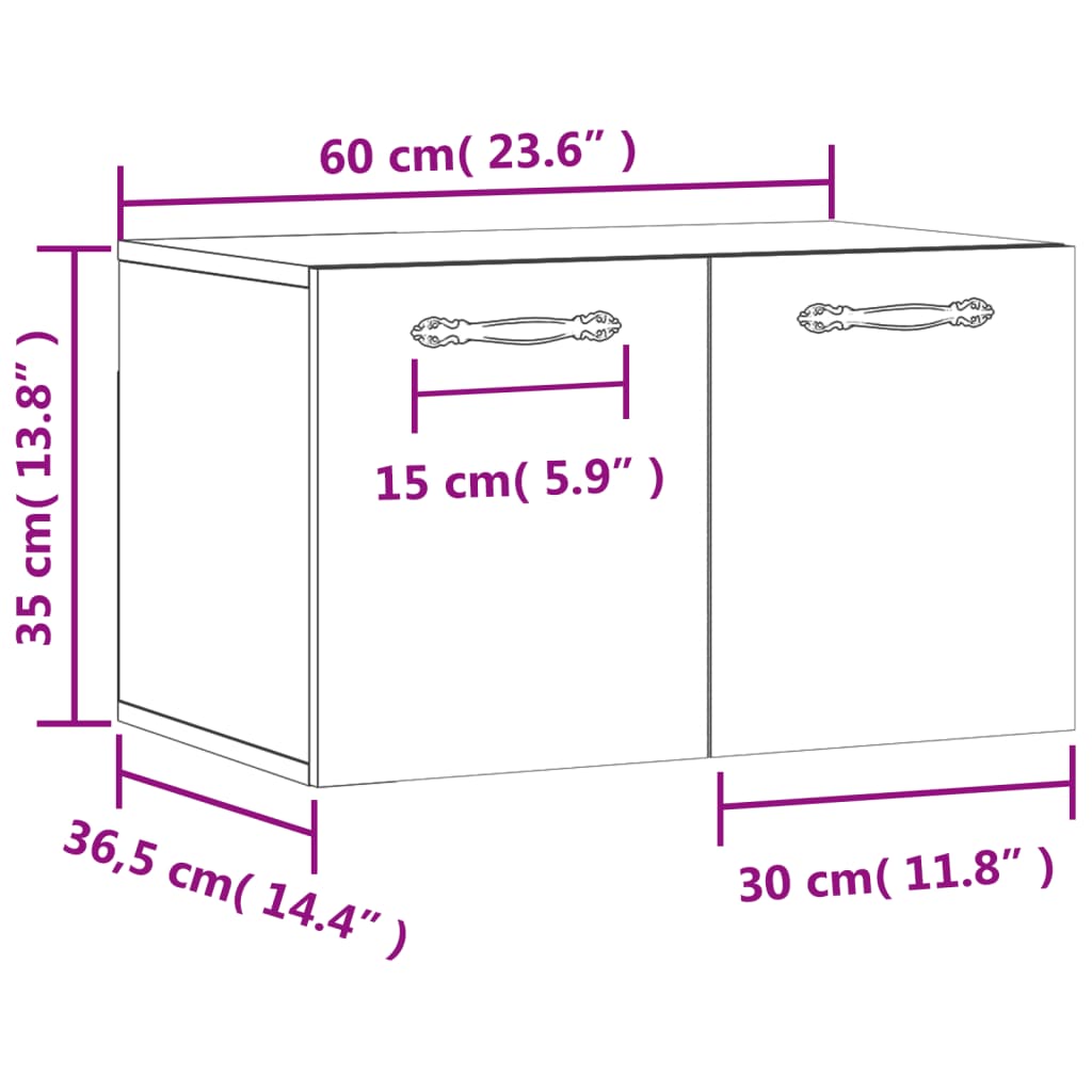 Wandkast 60X36,5X35 Cm Bewerkt Hout Zwart - Design Meubelz