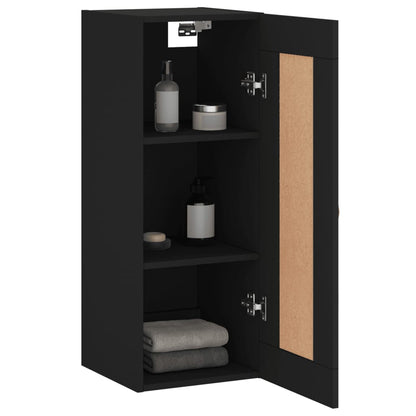 Wandkast 34,5X34X90 Cm Bewerkt Hout Zwart - Design Meubelz