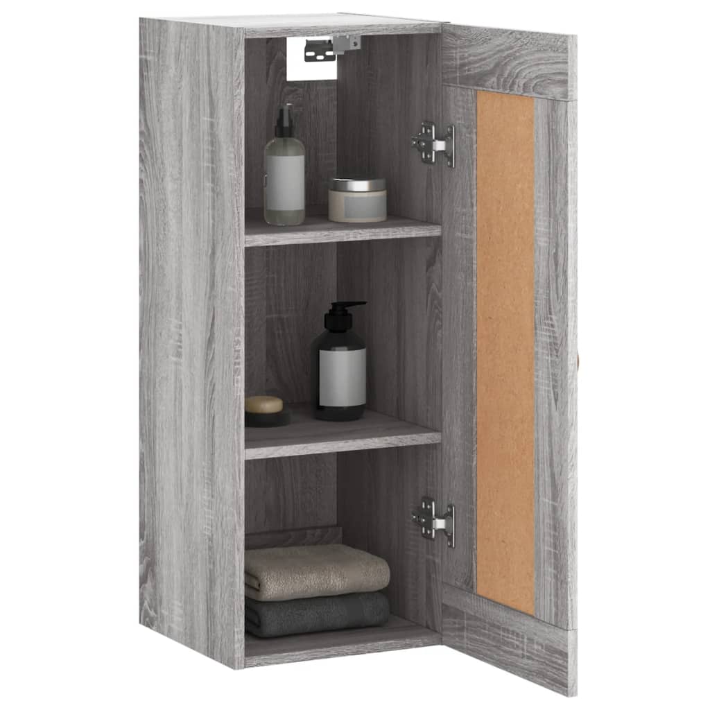 Wandkast 34,5X34X90 Cm Bewerkt Hout Grijs Sonoma Eikenkleurig - Design Meubelz