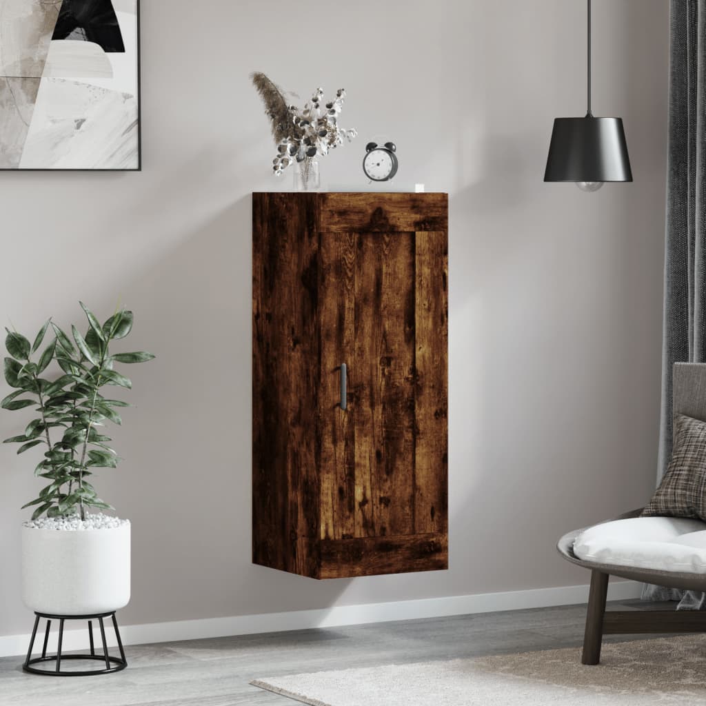 Wandkast 34,5X34X90 Cm Bewerkt Hout Gerookt Eikenkleurig - Design Meubelz