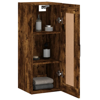 Wandkast 34,5X34X90 Cm Bewerkt Hout Gerookt Eikenkleurig - Design Meubelz