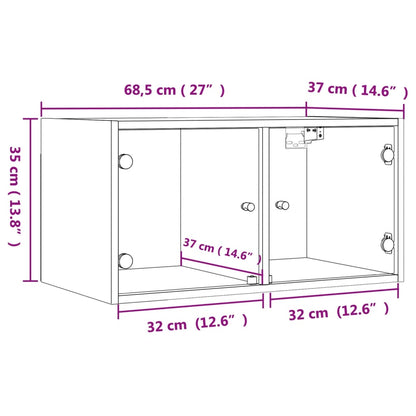 Wandkast met glazen deuren 68,5x37x35 cm zwart