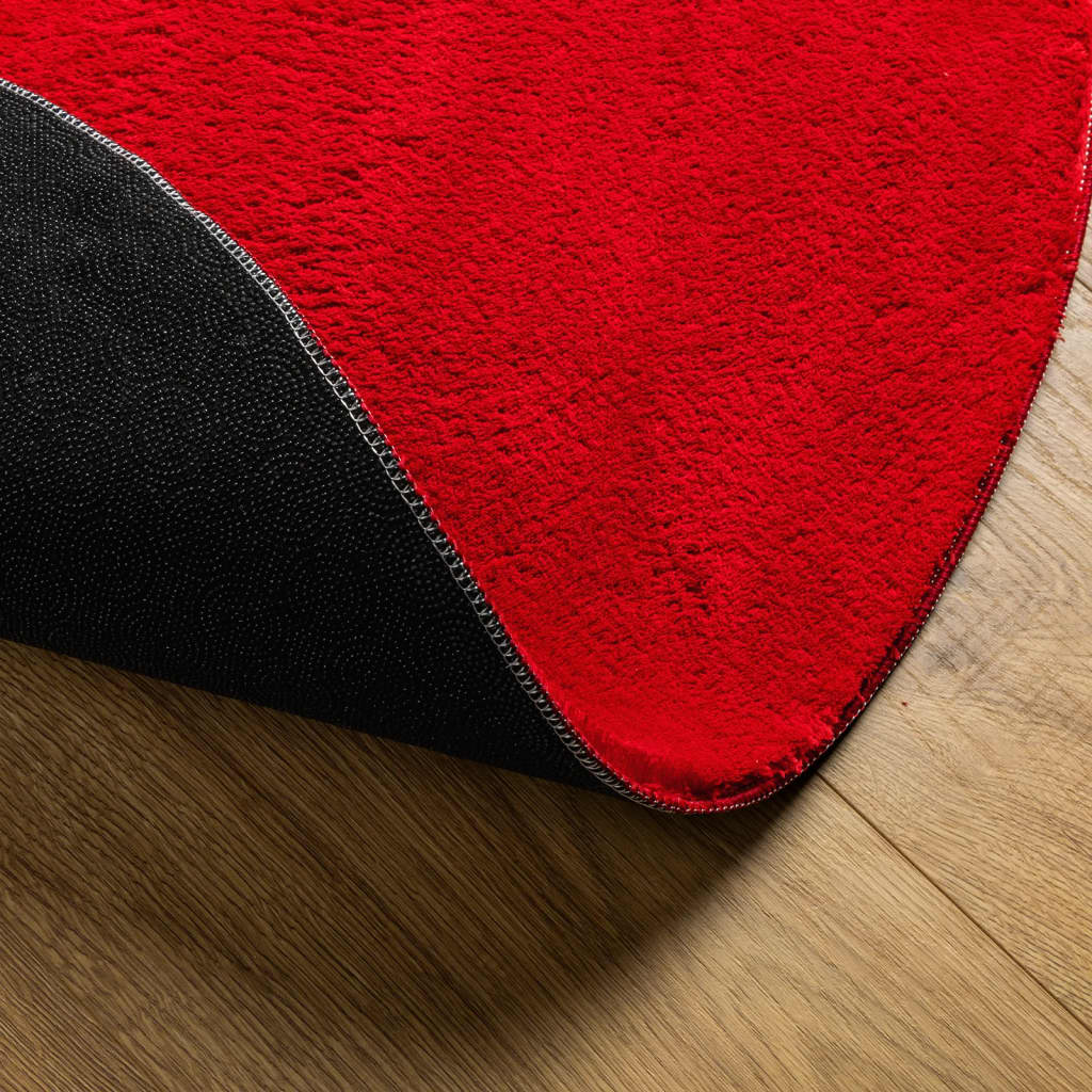 Vloerkleed Huarte Laagpolig Zacht Wasbaar Rood Ø 100 cm - Design Meubelz