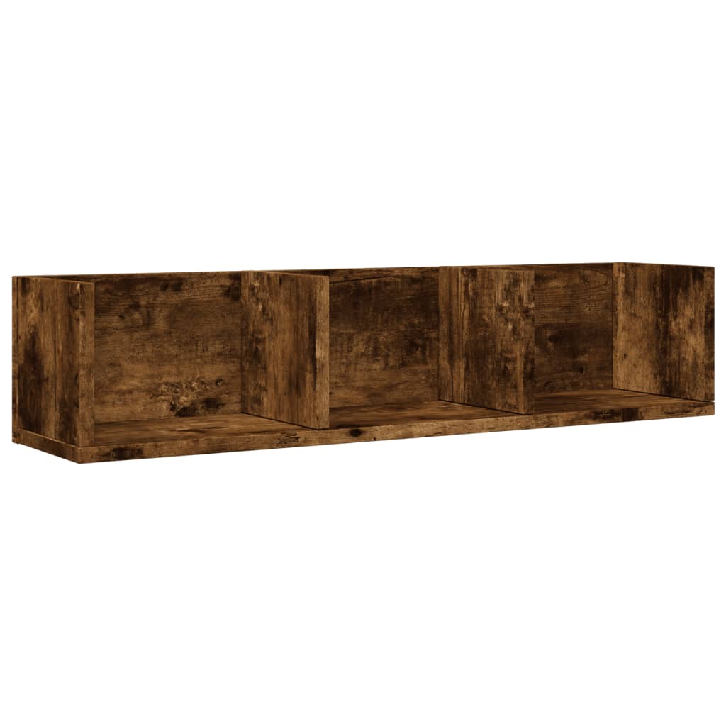 Wandkast 75x18x16,5 cm bewerkt hout gerookt eikenkleurig