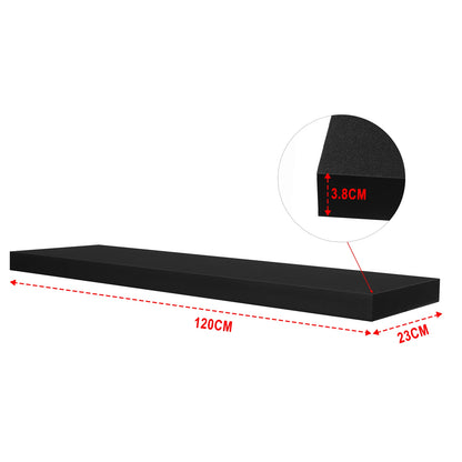 Set van 2 Zwarte Zwevende Wandplanken – MDF Wandrek voor Woonkamer, Keuken & Badkamer