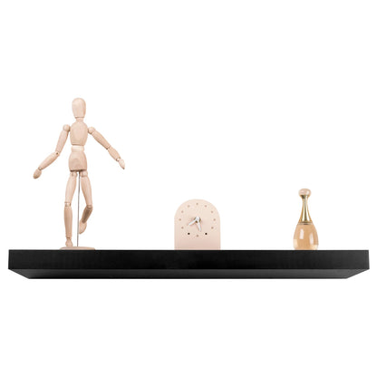 Set van 2 Zwarte Zwevende Wandplanken – MDF Wandrek voor Woonkamer, Keuken & Badkamer