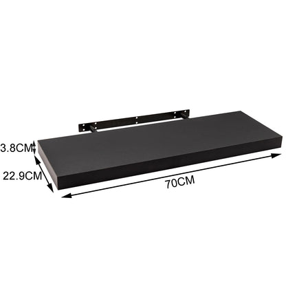 Set van 2 Zwarte Zwevende Wandplanken – MDF Wandrek voor Woonkamer, Keuken & Badkamer
