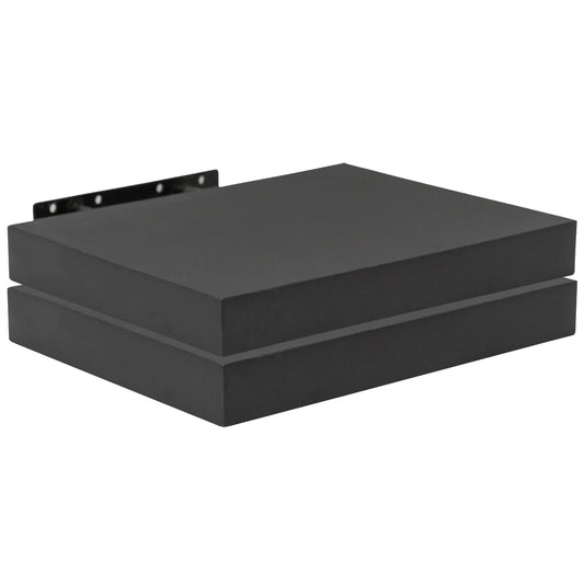 Set van 2 Zwarte Zwevende Wandplanken – MDF Wandrek voor Woonkamer, Keuken & Badkamer
