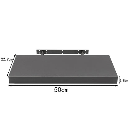 Set van 2 Zwarte Zwevende Wandplanken – MDF Wandrek voor Woonkamer, Keuken & Badkamer