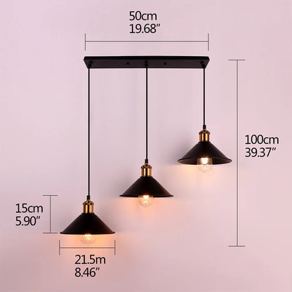 Retro Industriële Hanglamp – Zwart IJzeren Design – E27 Fitting – Voor Keuken, Woonkamer & Restaurant