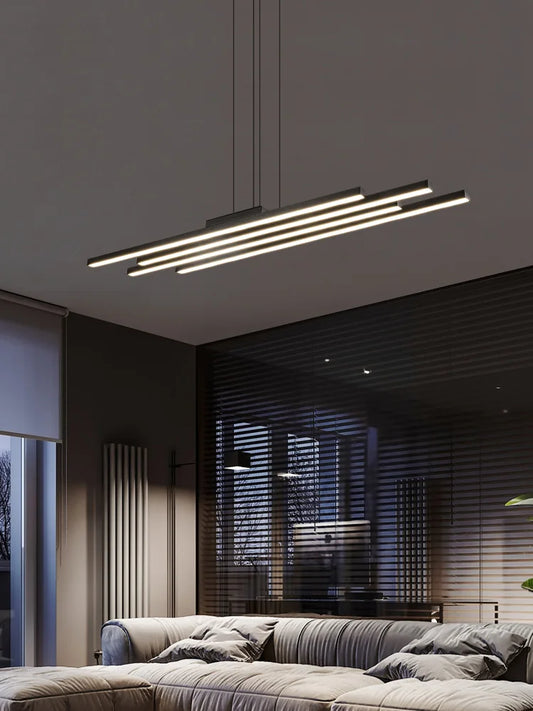 Zwarte Nordic LED Hanglamp – Minimalistische Design Kroonluchter – Voor Woonkamer, Eetkamer & Bar