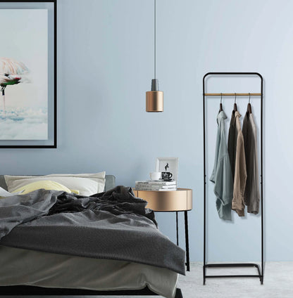 Metalen Kledingrek met Houten Hangrail – Stijlvolle Staande Kledingstandaard voor Slaapkamer & Wasruimte