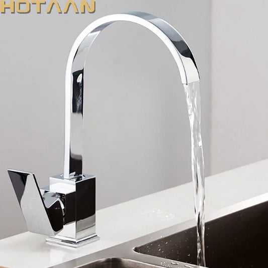 Keukenmengkraan – 360° Draaibare Kraan van Massief Messing – Warm & Koud Water – Chroom Afwerking