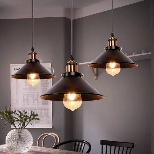 Retro Industriële Hanglamp – Zwart IJzeren Design – E27 Fitting – Voor Keuken, Woonkamer & Restaurant