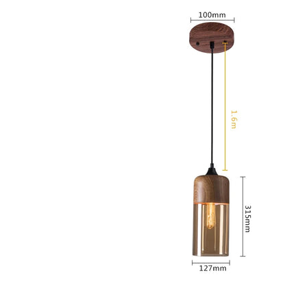 Nordic Moderne LED Hanglamp – Houten & Glazen Designlamp – Voor Slaapkamer, Woonkamer & Eetkamer