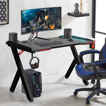 Gaming Bureau met RGB Verlichting – Met Bekerhouder & Headset Houder – Stevig & Stijlvol Computerdkesk