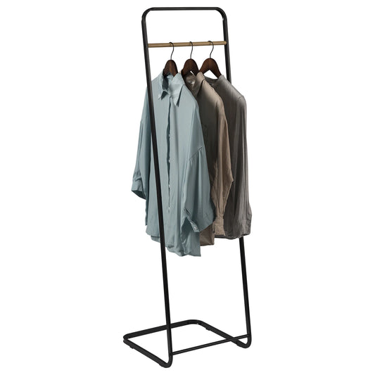Metalen Kledingrek met Houten Hangrail – Stijlvolle Staande Kledingstandaard voor Slaapkamer & Wasruimte