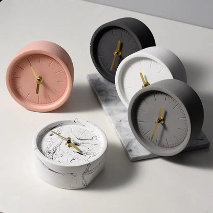 Nordic Cementen Bureauklok – Minimalistische Ronde Tafelklok – Stijlvolle Home Decoratie