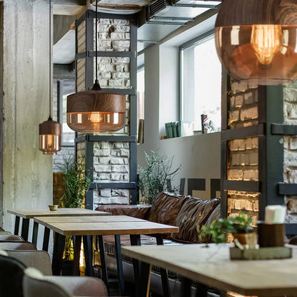 Nordic Moderne LED Hanglamp – Houten & Glazen Designlamp – Voor Slaapkamer, Woonkamer & Eetkamer
