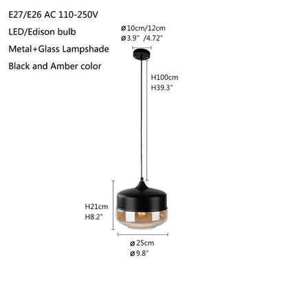 Nordic Loft Hanglamp – Moderne Glas Pendelverlichting – E27 Fitting voor Keuken, Restaurant & Woonkamer