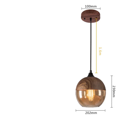Nordic Moderne LED Hanglamp – Houten & Glazen Designlamp – Voor Slaapkamer, Woonkamer & Eetkamer