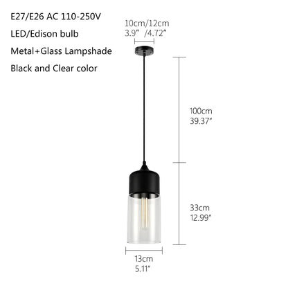 Nordic Loft Hanglamp – Moderne Glas Pendelverlichting – E27 Fitting voor Keuken, Restaurant & Woonkamer