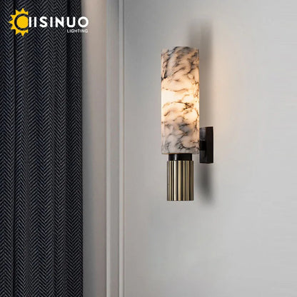 Luxe Natuurmarmeren Wandlamp – E27 Bedlamp Wandarmatuur voor Woonkamer, Slaapkamer & Gang