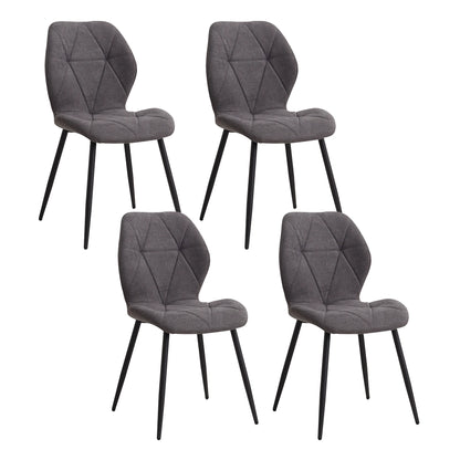 Set van 4 Gestoffeerde Eetkamerstoelen – Linnen Bekleding & Metalen Poten – Comfortabele Stoelen voor Eetkamer & Keuken