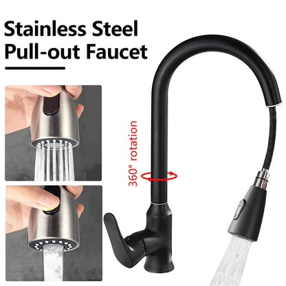 Flexibele Uittrekbare Keukenmengkraan – 360° Draaibaar – 2 Standen – Warm & Koud Water