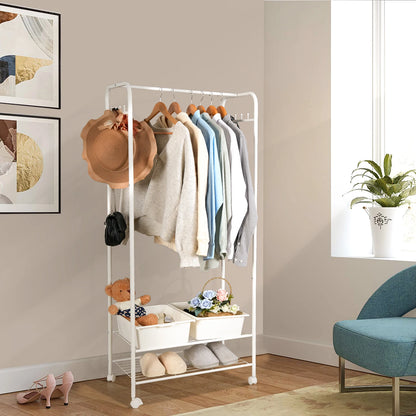 Metalen Kledingkast Organizer – Zwaar Belastbaar Kledingrek met Planken – Voor Kledingopslag & Garderobe