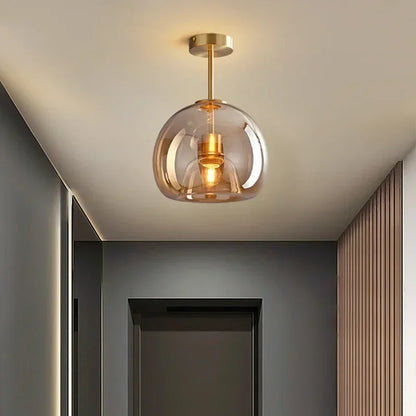 Moderne LED Plafondlamp – Scandinavisch Design met Cognac Glas | Minimalistische Plafondverlichting voor Woonkamer & Eetkamer