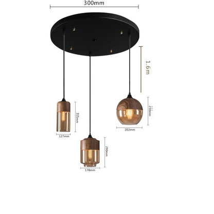 Nordic Moderne LED Hanglamp – Houten & Glazen Designlamp – Voor Slaapkamer, Woonkamer & Eetkamer