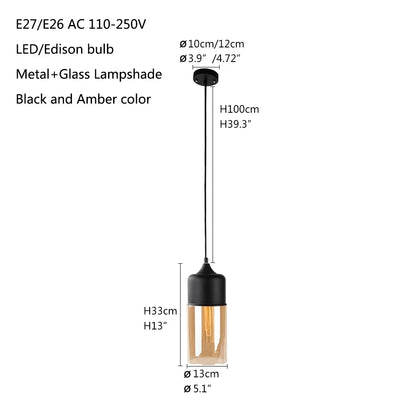 Nordic Vintage Glazen Hanglamp – E27/E26 Pendellamp – Voor Keuken, Restaurant & Woonkamer