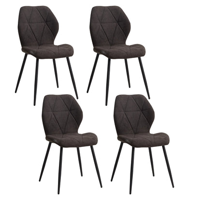 Set van 4 Gestoffeerde Eetkamerstoelen – Linnen Bekleding & Metalen Poten – Comfortabele Stoelen voor Eetkamer & Keuken